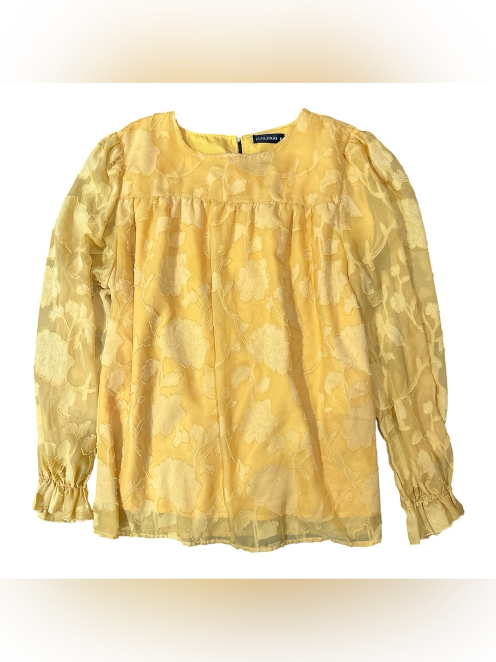 Funlingo Yellow Floral Long Sleeve Blouse size XL